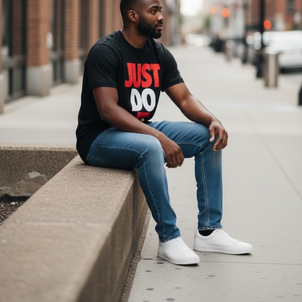 Nike Black and Red 'Just Do It' Short Sleeve Tee - Picture 4 of 4